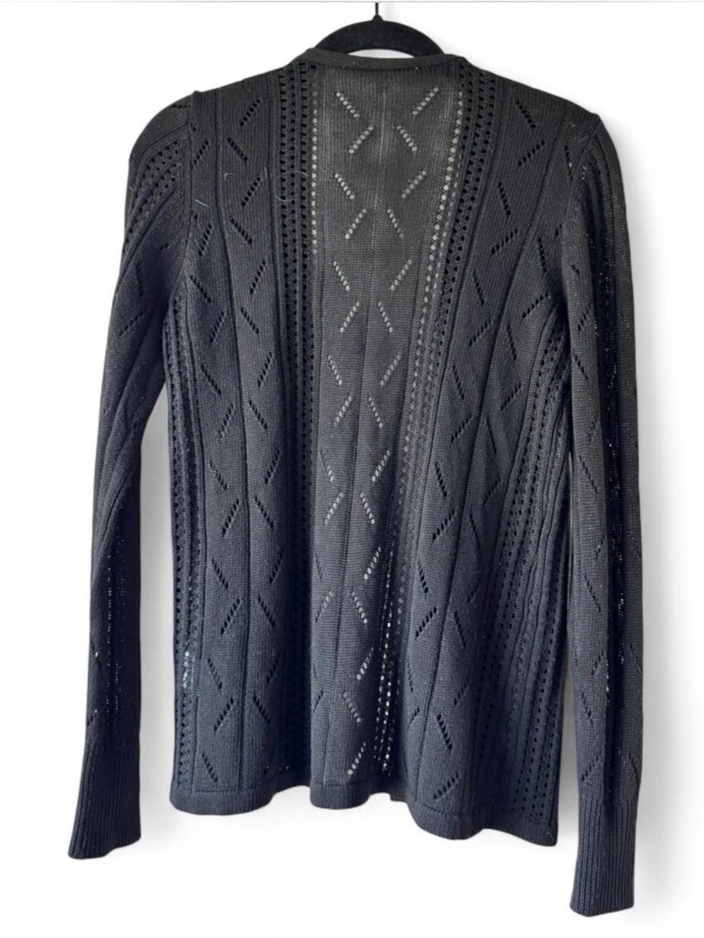 Black Open-Front Knit Sweater Cardigan